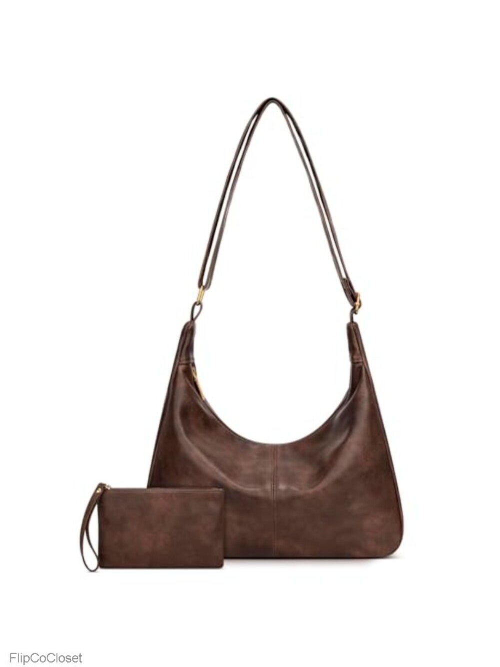 Slouchy Hobo Shoulder Bag Soft Vegan Leather Adjustable Strap Everyday Purse